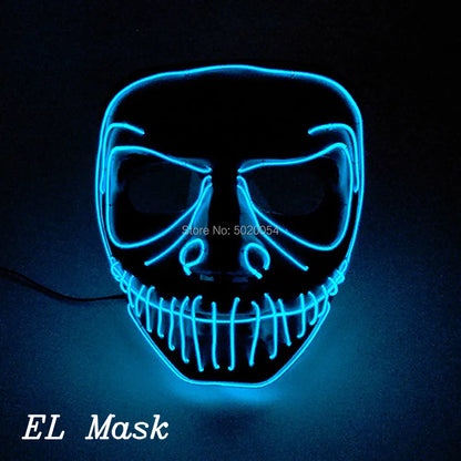 Halloween Decorative Horror Clown Illuminated EL Mask Cat King Cosplay Glowing Mask Dance DJ Led Mask