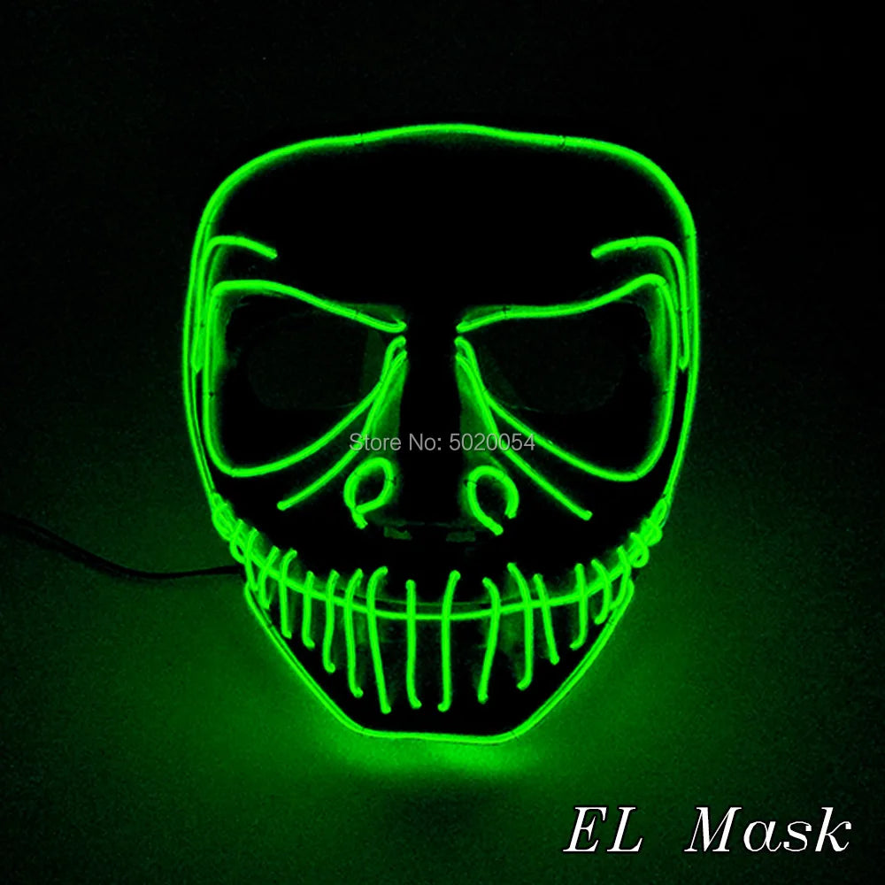 Halloween Decorative Horror Clown Illuminated EL Mask Cat King Cosplay Glowing Mask Dance DJ Led Mask