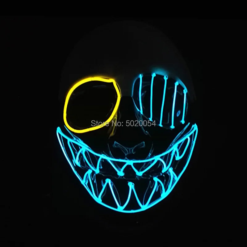 Halloween Decorative Horror Clown Illuminated EL Mask Cat King Cosplay Glowing Mask Dance DJ Led Mask